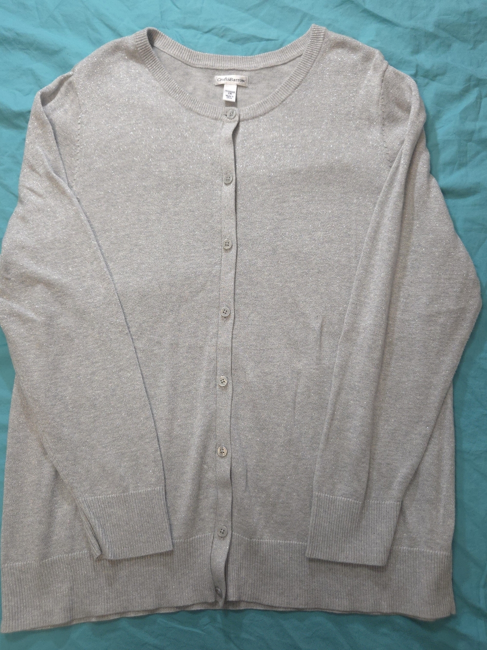 Croft & Barrow Women's Light Gray Button-Front Sweater